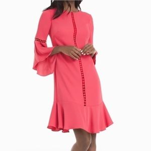 Pink White House Black Market bell sleeve dress